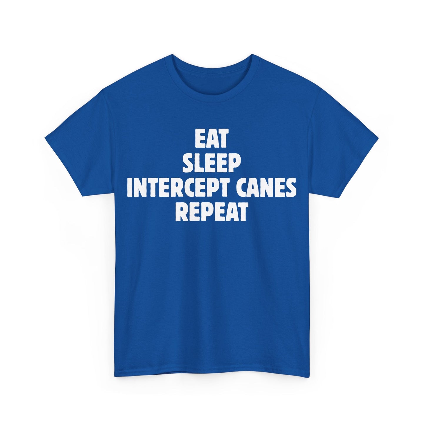 Blue Storm Chaser T-Shirt with "Eat Sleep Intercept Canes Repeat" text.