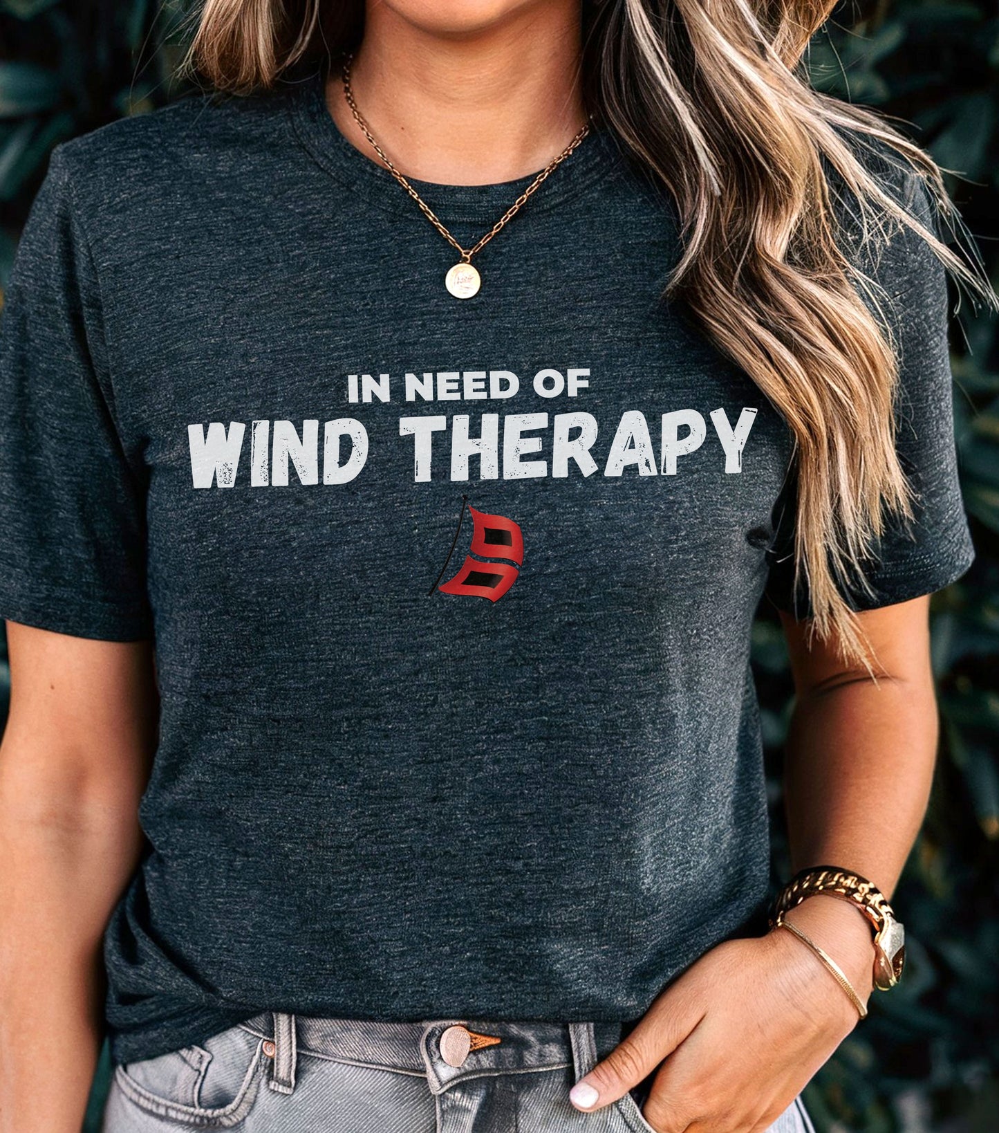 Storm Chaser Custom T-Shirt with 'In Need of Wind Therapy' design for storm chasers and weather enthusiasts.
