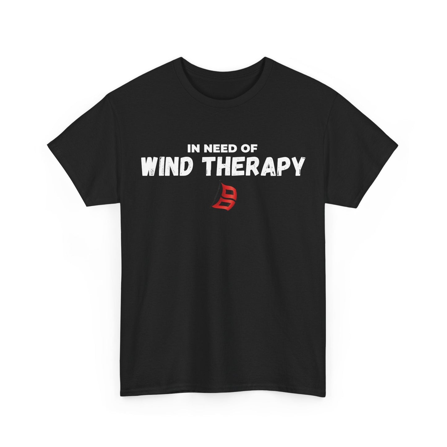 Storm Chaser Custom T-Shirt with "In Need of Wind Therapy" quote, perfect for storm chasers and weather enthusiasts.