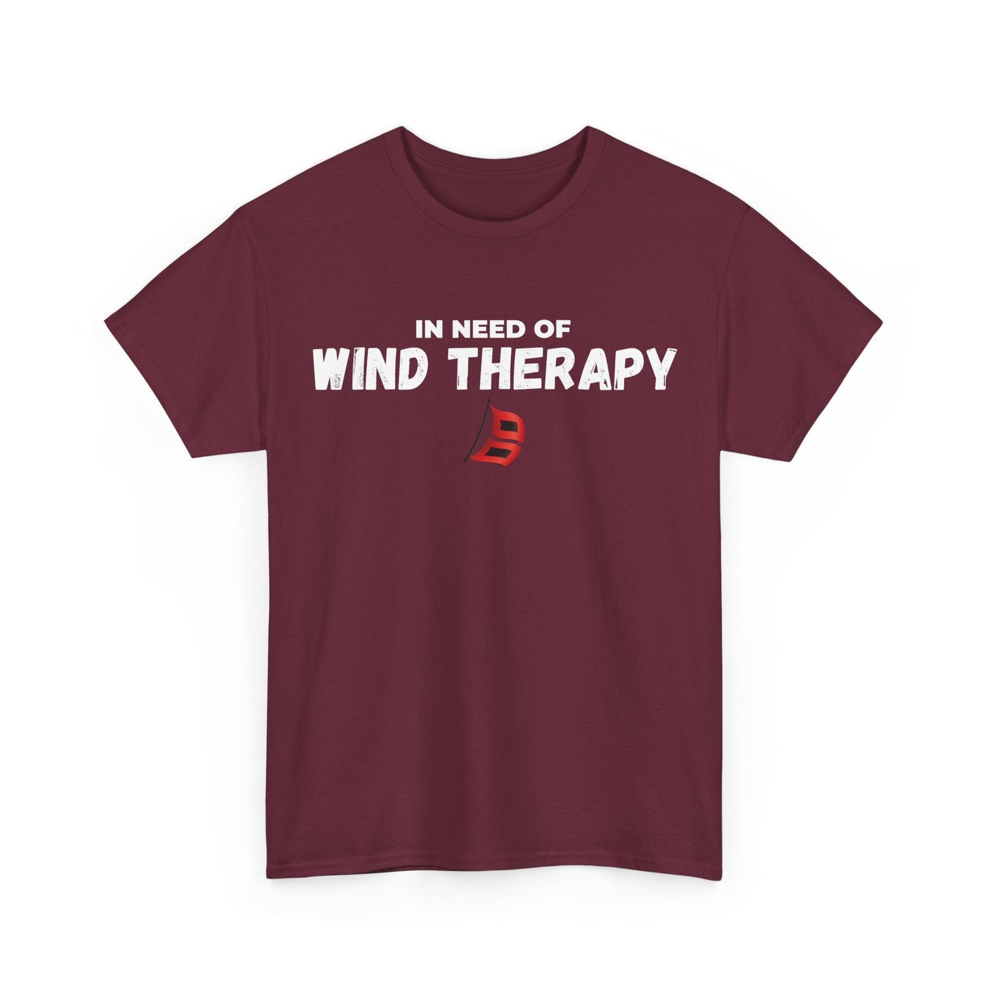 Storm Chaser Custom T-Shirt with 'In Need of Wind Therapy' quote, ideal for weather enthusiasts.