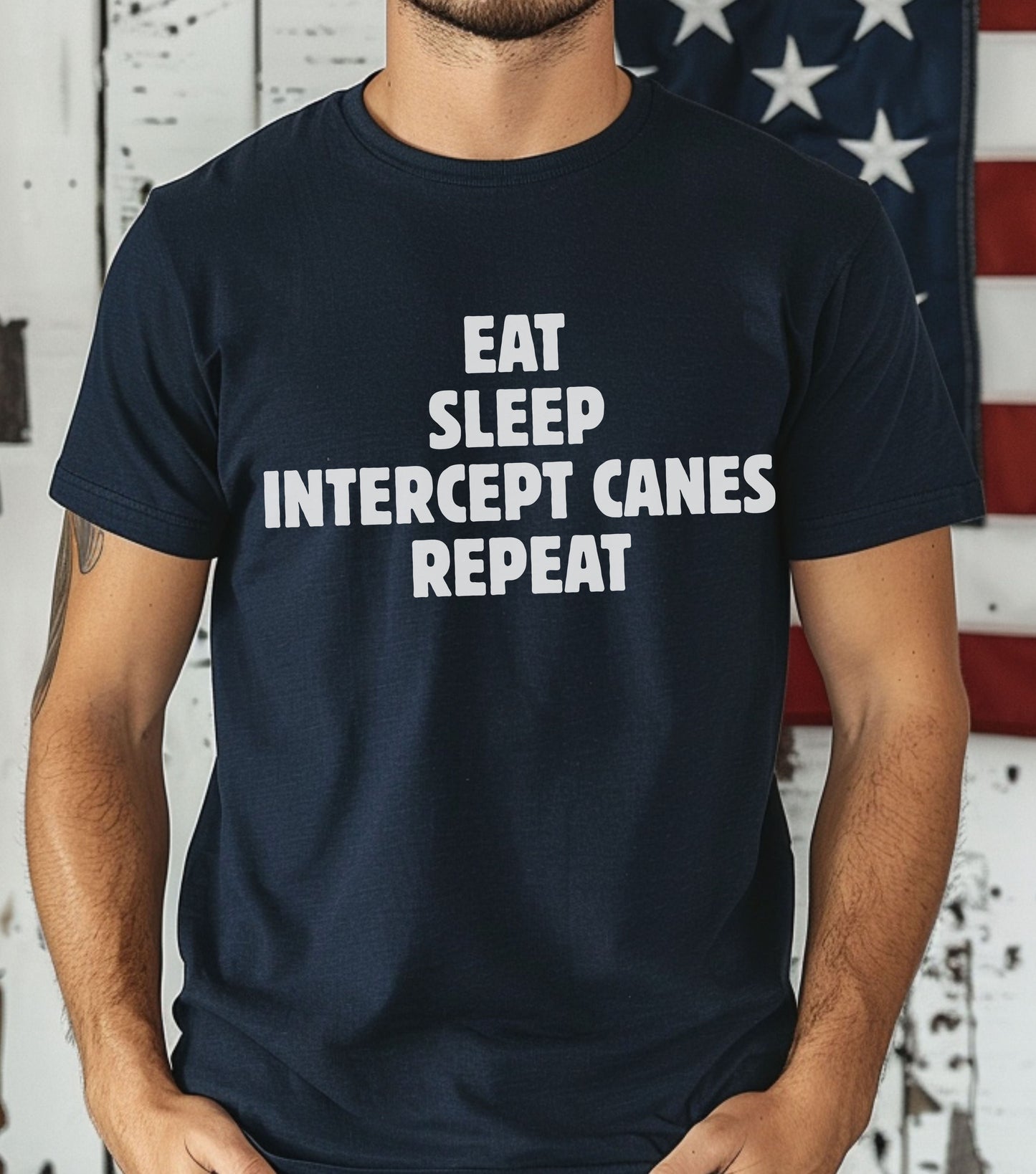 Storm Chaser T-Shirt with "Eat Sleep Intercept Canes Repeat" design.