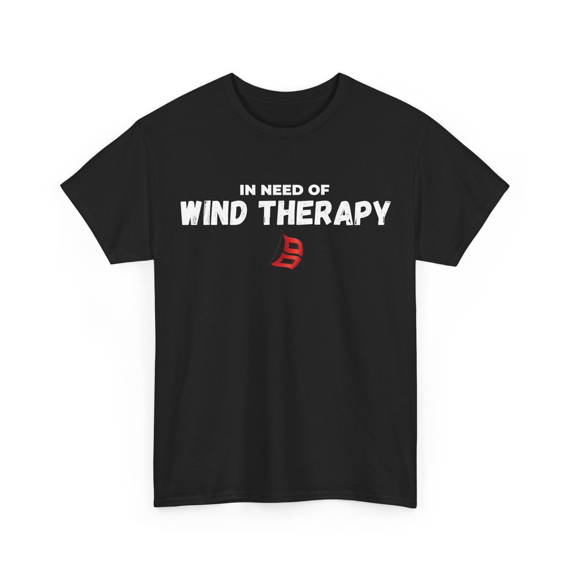 Storm Chaser Custom T-Shirt with "In Need of Wind Therapy" quote, perfect for storm chasers and weather enthusiasts.